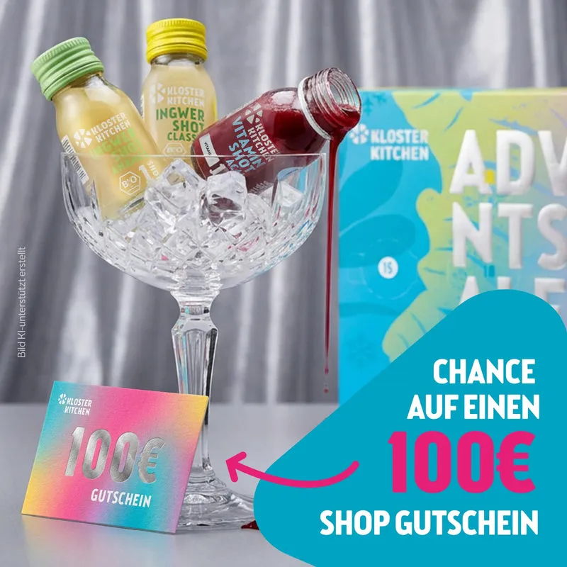 Klosterkitchen Adventskalender 2026 Ingwer Shots mit Shot-Glas