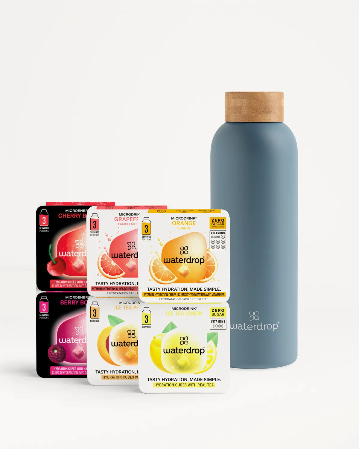 Waterdrop Thermo Steel Starterset Edelstahlflasche mit Microdrinks