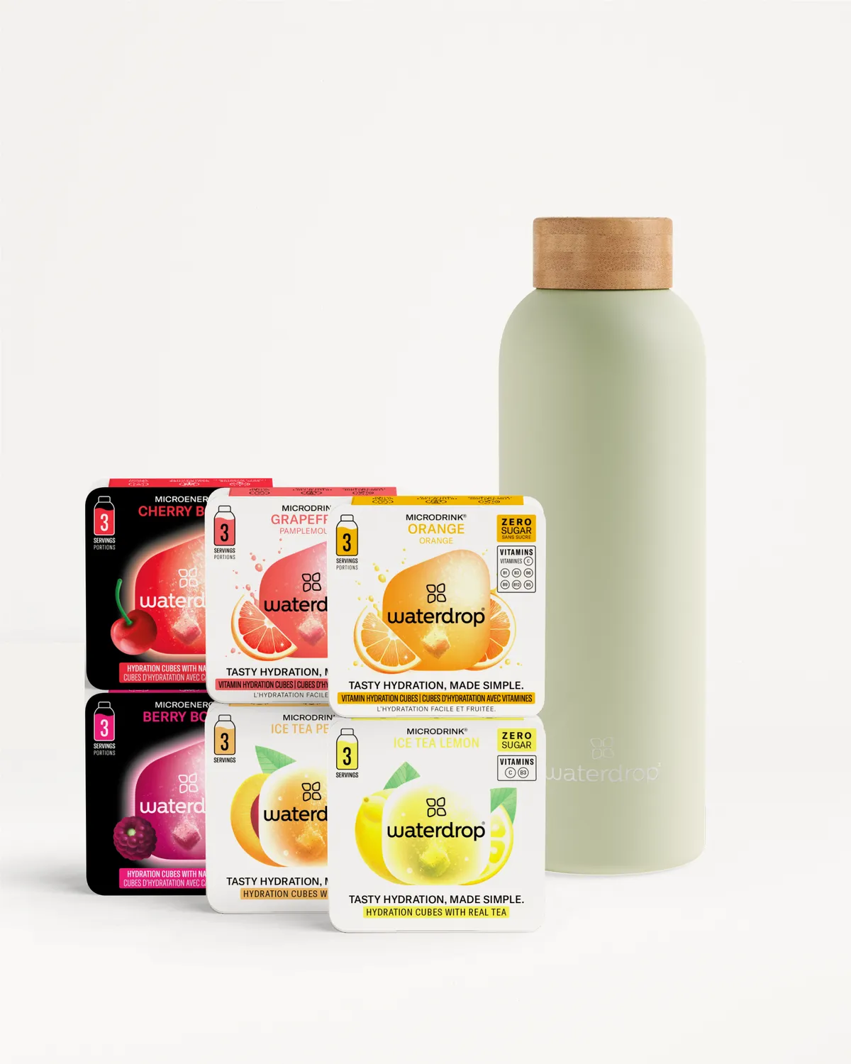 Waterdrop Thermo Steel Starterset Edelstahlflasche mit Microdrinks